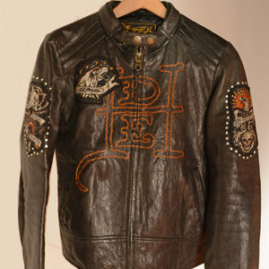 Like New Ed Hardy Black Leather Jacket M
